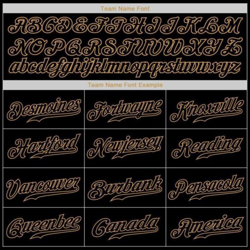 Custom Black Black-Old Gold Authentic Baseball Jersey Suit for daily life, Fabric: 95% polyester and 5% spandex, Regular fit, Stitch Color: automatically matched based on patterns