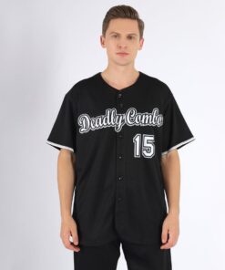 Custom Black White-Gray Baseball Jersey Suit for daily life, Fabric: 95% polyester and 5% spandex, Regular fit, Stitch Color: automatically matched based on patterns