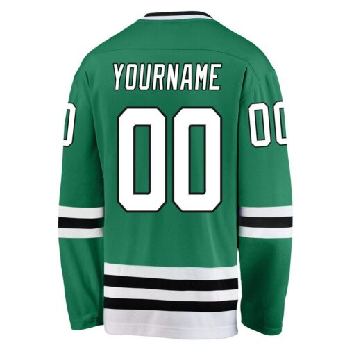 Custom Kelly Green White-Black Hockey Jersey Suit for daily life, Fabric: 95% polyester and 5% spandex, Regular fit, Stitch Color: automatically matched based on patterns