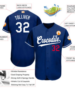 Custom Royal White-Red Baseball Jersey Suit for daily life, Fabric: 95% polyester and 5% spandex, Regular fit, Stitch Color: automatically matched based on patterns